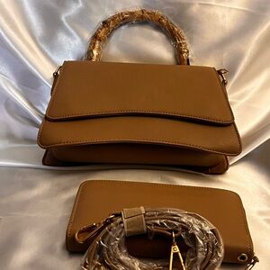 Elegant Tan Handbag and Wallet Set